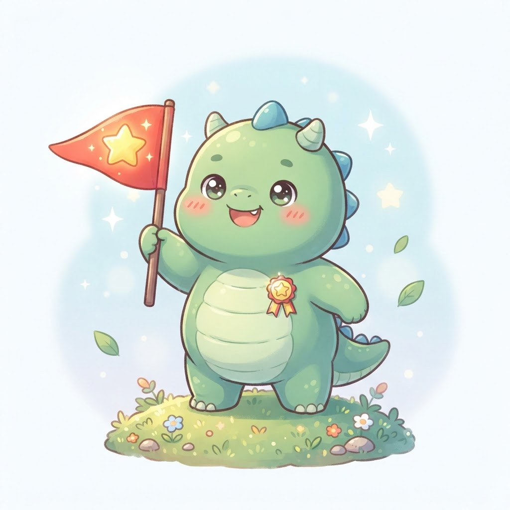 LilDino holding a victory flag